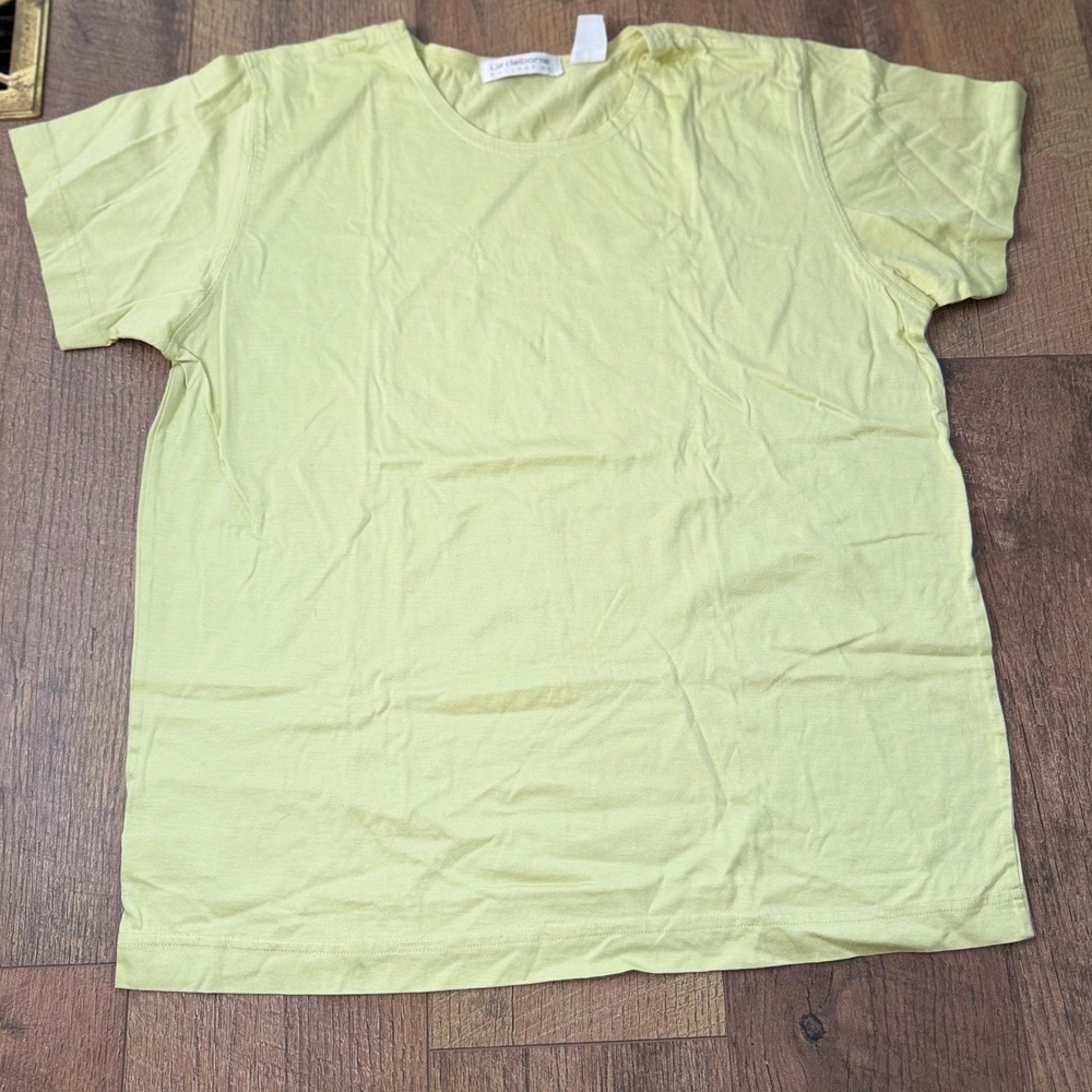 Vintage 90s Liz Claiborne T-Shirt Womens Medium Lime Green